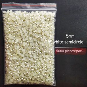 Manicure Flat Semicircle Pure White Rice White Pearl (Option: Style 12-Default)