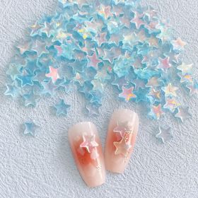 New Online Red Ice Transparent Colorful Five-pointed Star Nail Ornament Colorful And Fresh XINGX Diy Resin Nail Accessories (Option: 05 Blue)
