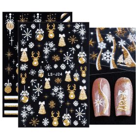 Nail Stickers Winter Snowflake Elk Christmas (Option: LS 24 Bare Clip)