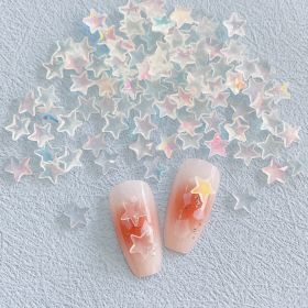 New Online Red Ice Transparent Colorful Five-pointed Star Nail Ornament Colorful And Fresh XINGX Diy Resin Nail Accessories (Option: 01 White)