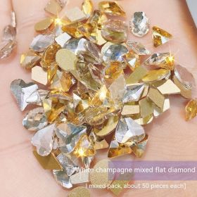 Nail Ornament Mixed 100 Aurora Diamond Phantom Shaped Diamon (Option: White Champagne)