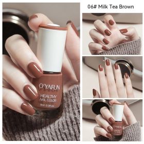 Nail Polish New Water-based Long-lasting Quick-drying Transparent (Option: 06 Milk Tea Brown-8ML)