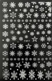 New Pure White Winter Snowflake Nail Stickers (Option: F897 Glitter Bare Clip)