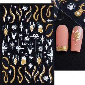 Nail Stickers Winter Snowflake Elk Christmas (Option: LS 26 Bare Clip)