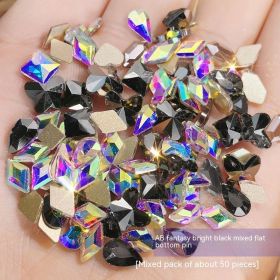 Nail Ornament Mixed 100 Aurora Diamond Phantom Shaped Diamon (Option: AB Colorful Bright Black)