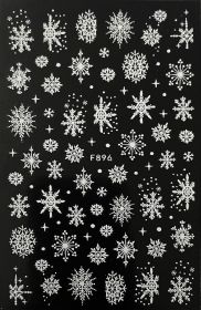 New Pure White Winter Snowflake Nail Stickers (Option: F896 Glitter Bare Clip)