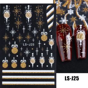 Nail Stickers Winter Snowflake Elk Christmas (Option: LS 25 Bare Clip)