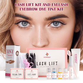 Lash Lift Kit and Upgraded Eyelash Eyebrow Tint Kit Eye Makeup Tools (Color: Lash Lift Kit-Brown)