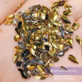 Nail Ornament Mixed 100 Aurora Diamond Phantom Shaped Diamon (Option: Ore Gold)