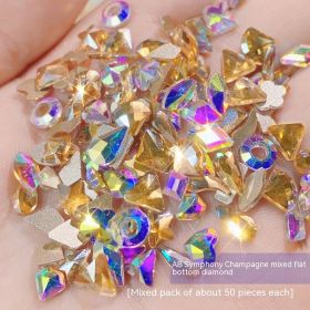 Nail Ornament Mixed 100 Aurora Diamond Phantom Shaped Diamon (Option: AB Colorful Champagne)