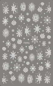 New Pure White Winter Snowflake Nail Stickers (Option: F896 White Bare Clip)